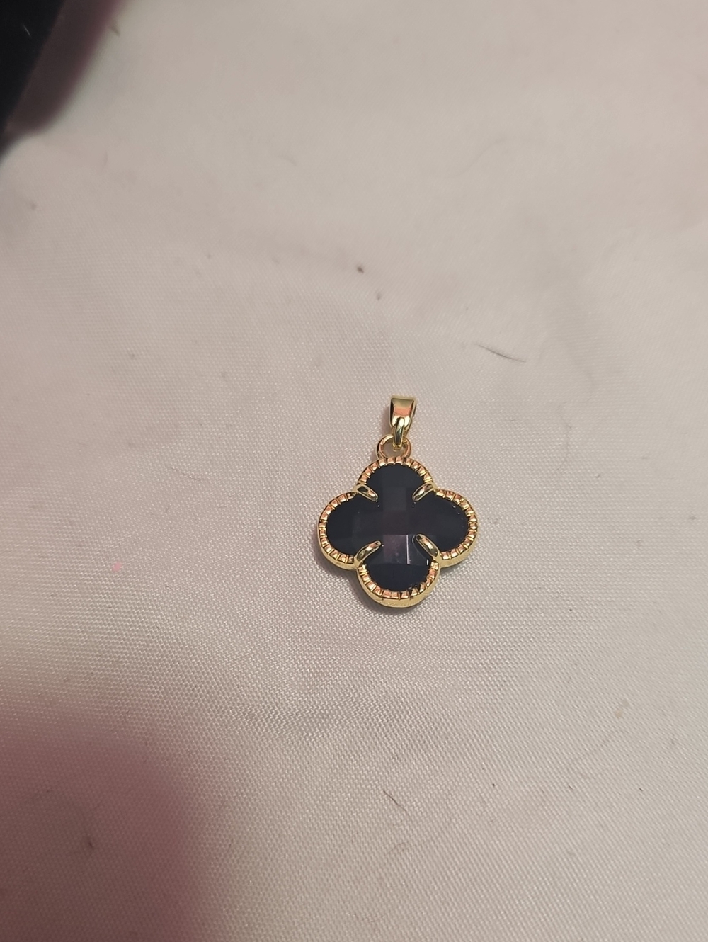 14k Gold Filled Black Clover Pendant Necklace - Women Jewelry